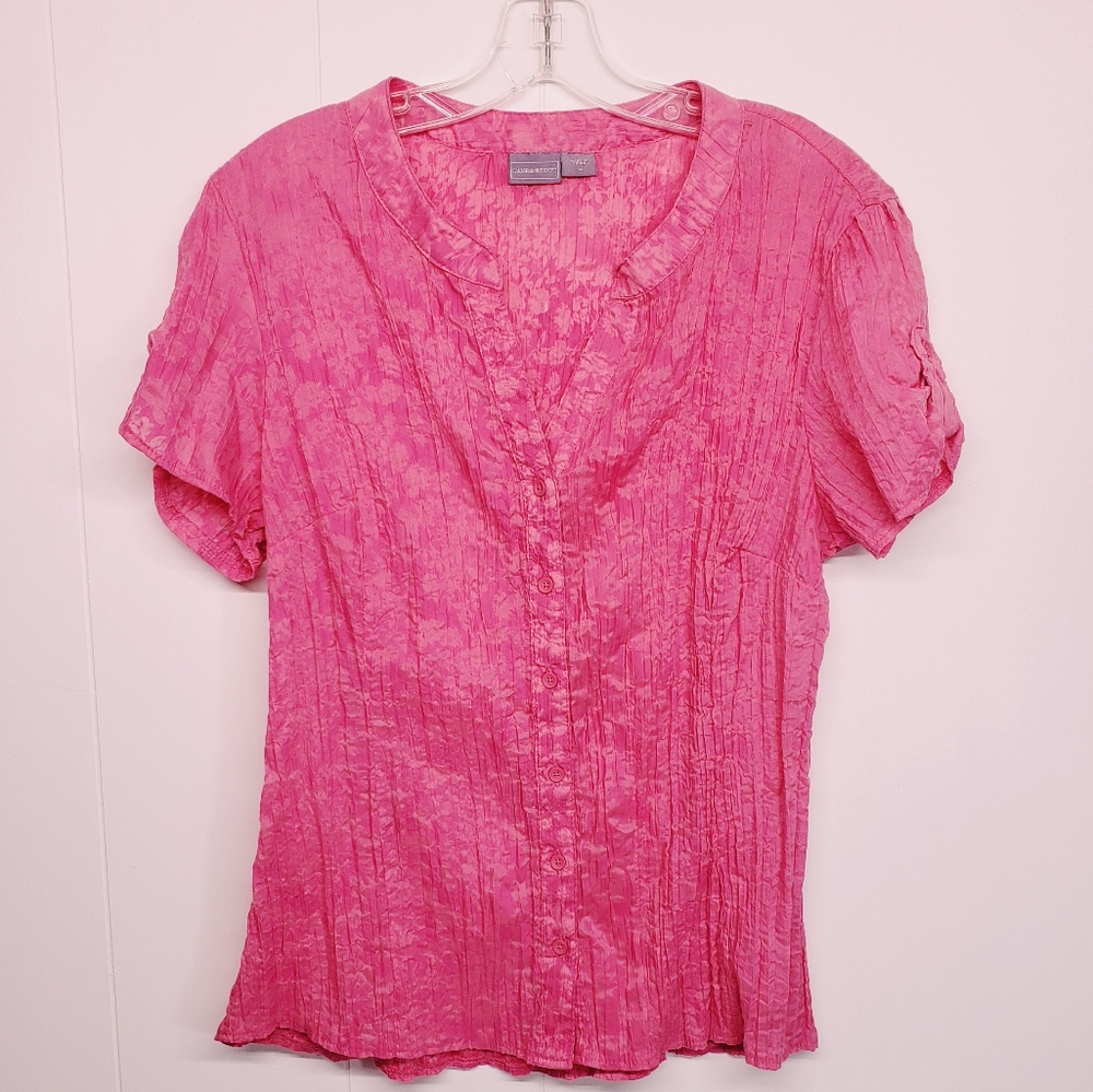 3/$10 Scott Large Short Sleeve Button Down shirt Pink